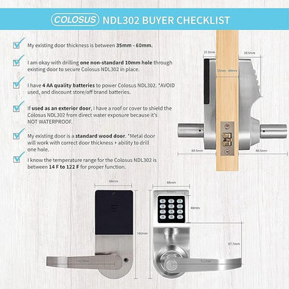 Colosus Electronic Trusted Digital Keyless Door Lock, Keypad – Smartcode Security, Grant & Control Access for Home, Office (Black - 4 Key Fobs)