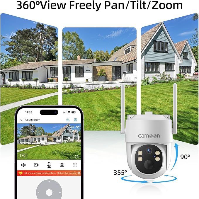2K Solar Security Cameras Wireless Outdoor, 5/2.4Ghz WiFi Cameras for Home Security, Color Night Vision, Human Detection, Two-Way Audio, SD/Cloud Storage(2 Camera)