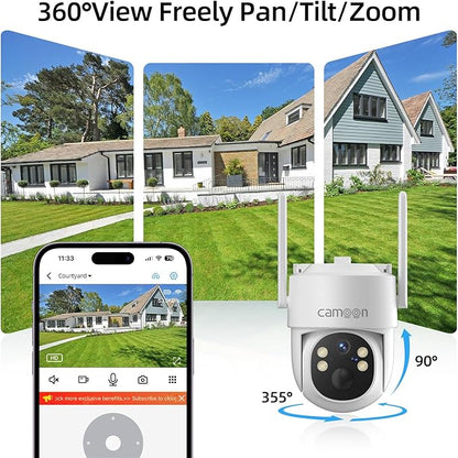 2K Solar Security Cameras Wireless Outdoor, 5/2.4Ghz WiFi Cameras for Home Security, Color Night Vision, Human Detection, Two-Way Audio, SD/Cloud Storage(1 Camera)