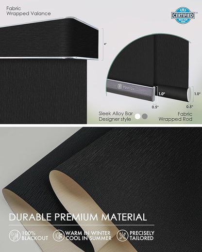 Yoolax Custom XL Smart Sliding Door Blinds, Motorized Sliding Panel Blinds Compatible with Alexa, Fabric Blackout Vertical Rechargeable Battery Shades for Glass Doors(Midnight Stripe Black)
