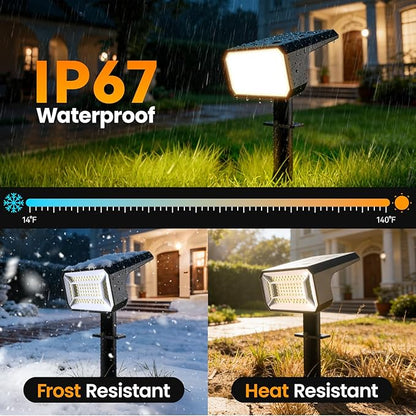 Fabrito 4 Pack Solar Spot Lights Outdoor Waterproof IP67, [108 LEDs, 4 Modes] Dusk to Dawn Spotlights for All Night, 2-in-1 Solar Landscape Lights for Garden, Yard, Tree, Pool, Cool White