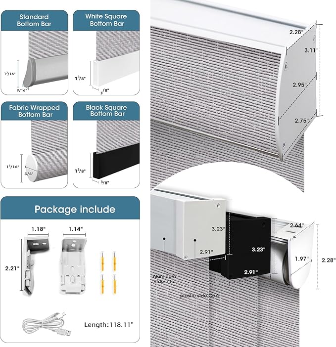 SmartWings Motorized 100% Blackout Shades Blinds, Custom Size, Cordless Window Shades with Rechargeable Battery, Work with Matter/Apple HomeKit, Alexa, Thread/Zigbee, Remote Optional, Safar Rock Grey