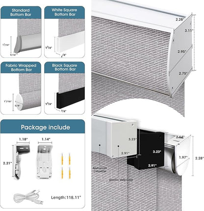 SmartWings Motorized 100% Blackout Shades Blinds, Custom Size, Cordless Window Shades with Rechargeable Battery, Work with Matter/Apple HomeKit, Alexa, Thread/Zigbee, Remote Optional, Safar Rock Grey
