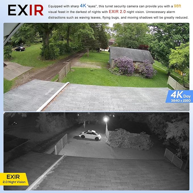 PANOEAGLE 4K PoE IP Security Camera Outdoor, 8MP Turret IP Camera with Human/Vehicle Detection, 2.8mm Lens Wide Angle, Built-in Mic,98ft EXIR Night Vision, IP67 Waterproof,NDAA Complaint,PG2385I