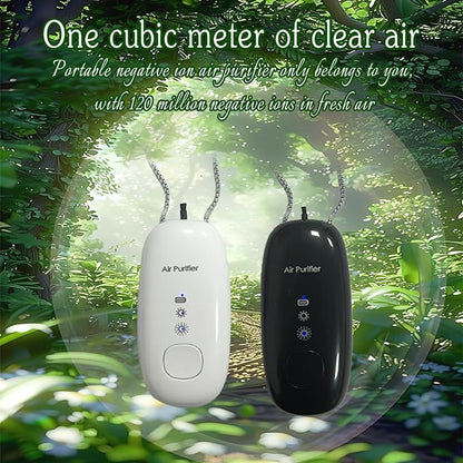 Portable Negative Ion Air Purifier Necklace, Personal Wearable Air Cleaner with 120 Million Ions (Black)