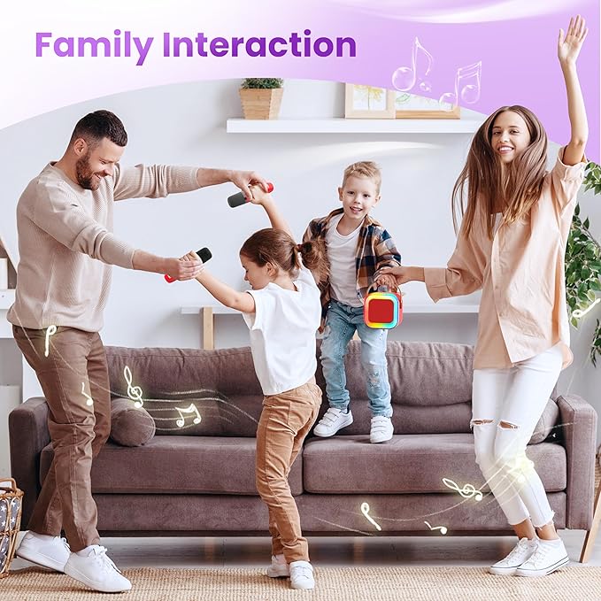 Mini Karaoke Machine for Kids Adults, 2026 TOP Birthday Gifts for Girls Boys 3,4,5,6,7,8+Year Old Toddler Toys, Portable Bluetooth Speaker with 2 Wireless Karaoke Microphones Player (Red)