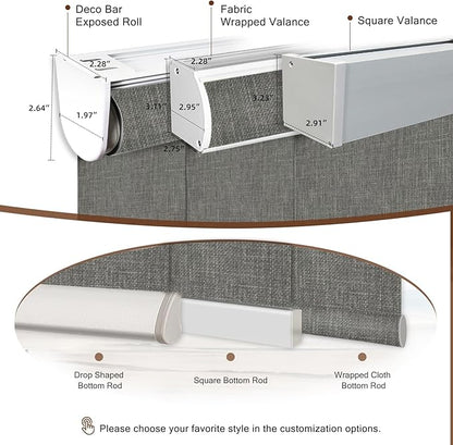 Motorized Roller Shade: 100% Blackout, Electric Blinds Compatible with Alexa/Google Home/Apple Homekit, Customized Size, Aura Dove
