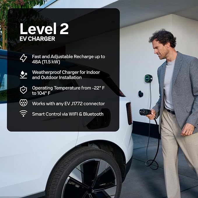 Wallbox Pulsar Plus Level 2 Ev Charger 48A, Electric Car Charger EVSE J1772
