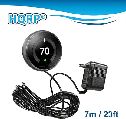 HQRP 24V AC Adapter Transformer Compatible with Ecobee Google Nest Honeywell Emerson Ecobee4 Smart WiFi Thermostat, Wyze Ring Blink Video Doorbell C-Wire, 25ft Cable, ETL Listed