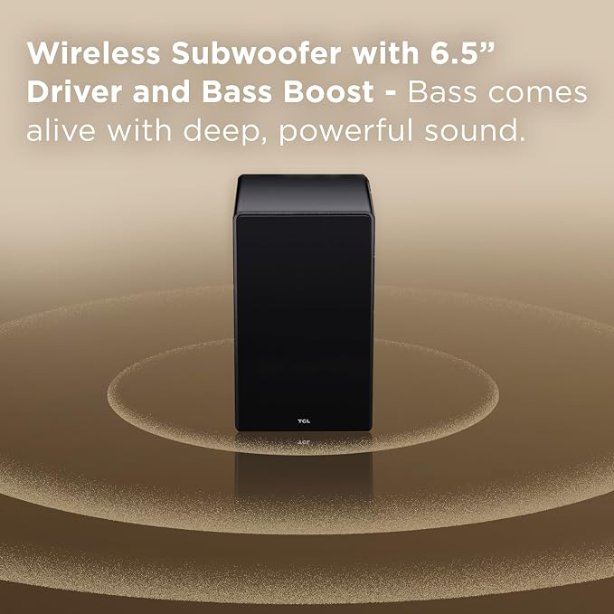 TCL Q65H 5.1 Surround Sound Bar with Wireless Subwoofer for Smart TV | Dolby Atmos DTS:X Calibration | 580W Power Bluetooth Home Theater Speaker with Bass | App Control & Remote Control | Latest Model