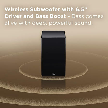 TCL Q65H 5.1 Surround Sound Bar with Wireless Subwoofer for Smart TV | Dolby Atmos DTS:X Calibration | 580W Power Bluetooth Home Theater Speaker with Bass | App Control & Remote Control | Latest Model