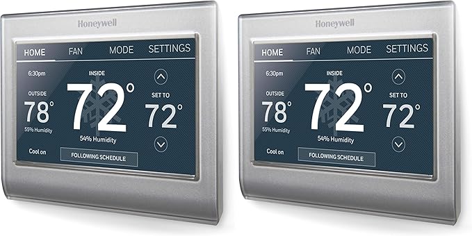 Honeywell Home RTH9585WF1004 Wi-Fi Smart Color Thermostat,7 Day Programmable,Touch Screen,Energy Star,Alexa Ready,Gray,(Pack of 2)