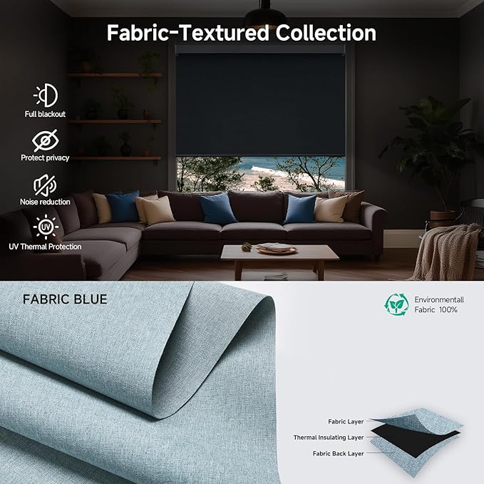 Custom Motorized Blinds with Remote, Automatic Electric Blackout Smart Blinds for Windows, Motorized Window Roller Shades Compatible with Alexa Google for Home Office, 42" W x 72" H