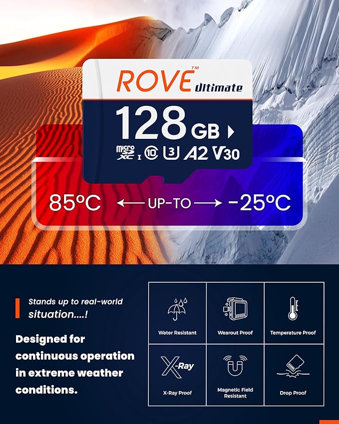 ROVE Ultimate Micro SD Card microSDXC 128GB Memory Card with USB 3.2 Type C Card Reader 170MB/s C10, U3, V30, 4K, A2 for Dash Cam, Android Smart Phones, Tablets, Games (Pack of 2)
