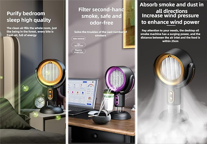 Smoke Away Purifier Fan Puffhide Purifier - Mini Smoke Diffuser and Portable Smoke Air Purifier, Smoke Fan for Smoking Indoors with Rechargeable Design.Puff Hide Smoke. (rechargeable purple)