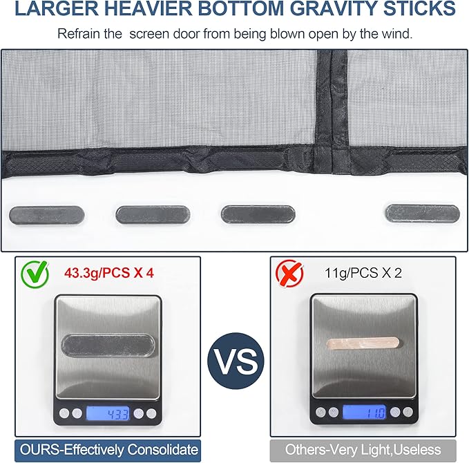 Upgraded Magnetic Screen Door Thicker 255g/㎡ Reinforced Mesh,Reversible Left Right Side Opening,Fit Door Size 38 x 82 Inch,Retractable Door Screen Magnetic Closure,Door Curtain for Single Front Door