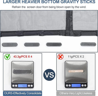 Upgraded Magnetic Screen Door Thicker 255g/㎡ Reinforced Mesh,Reversible Left Right Side Opening,Fit Door Size 38 x 82 Inch,Retractable Door Screen Magnetic Closure,Door Curtain for Single Front Door