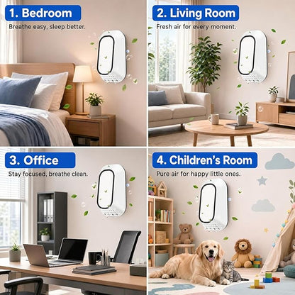 6Pack Negative Ion Air Purifier Plug in,Ionic Air Ionizer for Home Bedroom Office,Mini Air Purifier for Pets Smoke Dust,Ultra Quiet <20dB Low Energy 2W, Small Mini Air Freshener