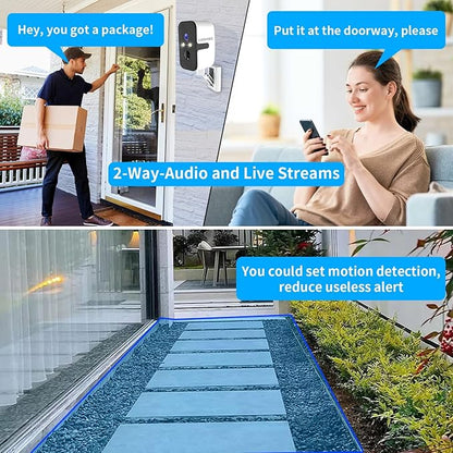 Security Cameras Wireless Outdoor Indoor,180° Horizontal Cameras for Home Security Battery,2.4/5GHz WiFi Camera Motion Detection Alert,2-Way Audio,IP65 WaterProof,Work with Alexa,Built-in Magnet Base