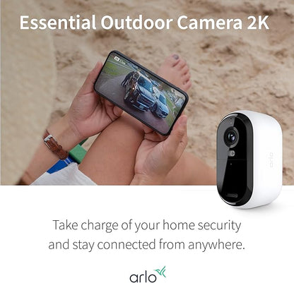 Arlo Essential 2K Security Cam (2nd Gen) – Wireless, Indoor/Outdoor, 3-Cam Set, Color Night Vision, 2-Way Audio, Motion Alerts, Spotlight – White (Renewed)