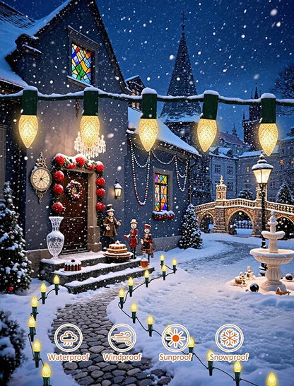 30-Pack C7 Diamond Faceted LED Replacement Bulbs, Shatterproof Warm White, Brighter Illumination, 0.6W Energy Efficient, E12 Base for Outdoor Christmas & Patio String Lights