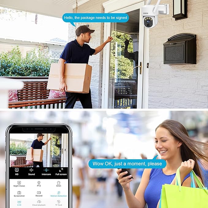 EVERSECU 2K Outdoor-Solar Security Camera Wireless with PTZ 360° View, Smart Siren, Spotlights, Color Night Vision, AI Human Detection, 2-Way Talk, Compatible with Alexa, Cloud/SD Card Storage