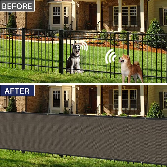 Windscreen4less Privacy Fence Screen Heavy Duty Windscreen Fencing Mesh Fabric Shade Net Cover with Brass Grommtes for Outdoor Wall Garden Yard Pool Deck, 6'x67' Brown