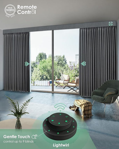 Yoolax Motorized Curtains with Remote, Blackout Curtains with Voice Control, Smart Retractable Shades for Living Room, Bedroom, Compatible with Alexa Google Home, APP Control, Custom Size, Grey