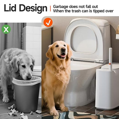 CTIME 3 in 1 Bathroom Trash can with toilert Brush,36 Refills