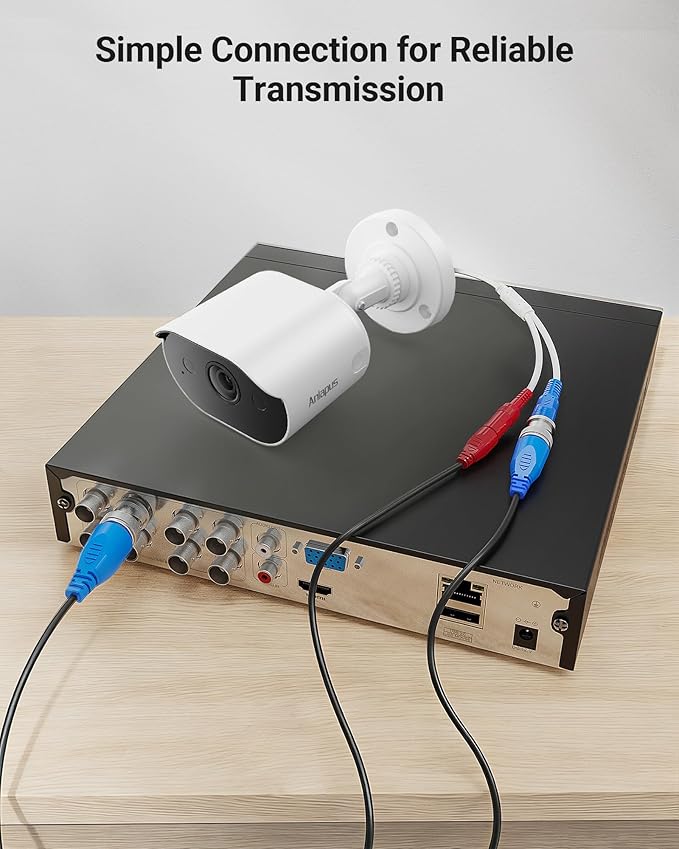 Anlapus 4 Pack 100ft/30m All-in-One Video Power Cable, BNC Extension Surveillance Camera Cables for CCTV Security Camera DVR System, with BNC/RCA Connectors & 100pcs Cable Clips