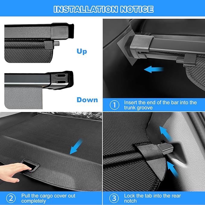 AUXKO Retractable Cargo Cover for Hyundai Tucson 2026-2022, Trunk Cover Luggage Security Shade Cover for 2026 2025 2024 Hyundai Tucson Shielding Shade Anti-Peeping Luggage Privacy Screen, Carbon Fiber