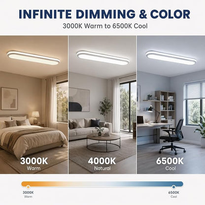 28.3 Inch Modern Smart LED Ceiling Light,40W High Brightness Linear Flush Mount Light Fixture,Dimmable Long Led Ceiling Lamp with Remote Control for Kitchen,Garage,Hallway,Laundry,Study Room