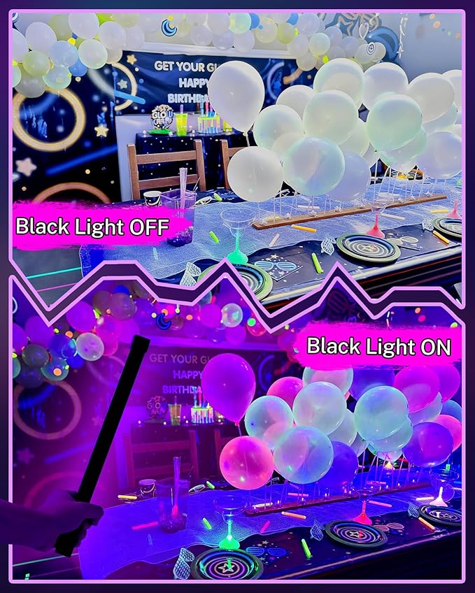 2 Pack Rechargeable Black Light Bar, 5000mAh Large Capacity Battery Powered Black Lights for Glow Party, Portable Blacklight Party Supplies for Uranium Glass, Fluorescent Poster, Bedroom, Halloween
