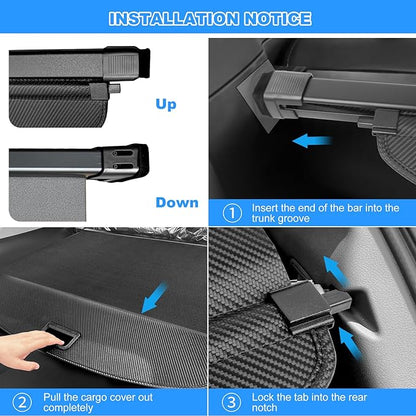 AUXKO Retractable Cargo Cover for GMC Acadia/Chevy Traverse 2026-2024/ Buick Enclave 2025 2026, Trunk Cover Luggage Security Cover Shielding Shade Anti-Peeping Luggage Privacy Screen, Carbon Fiber
