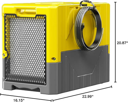 190PPD Commercial Dehumidifier with Pump for Basement-6000Sq.Ft. Warehouse, Large Space Crawl Space Dehumidifier for Efficient Water Damage Restoration-Auto Defrost, Memory Starting, Yelow
