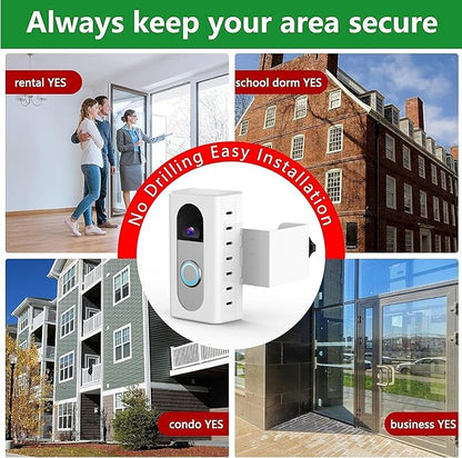 QIBOX Anti-Theft Video Doorbell Mount Compatible with Ring/Blink Video Doorbell 4/3/3 Plus/2/1/(2020 Release), Adjustable No-Drill Mounting Bracket Adapter Holder Accessories for Home Rentals, White