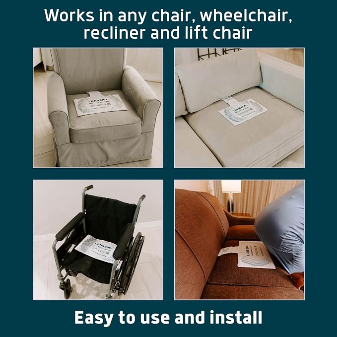 Lunderg Chair Alarm System with Call Button, Wireless Chair Sensor Pad & Pager - Elderly Monitoring Kit - Chair Alarms and Fall Prevention for Elderly