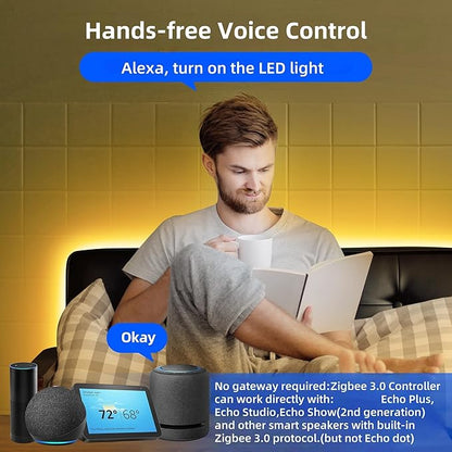 GIDERWEL Smart Zigbee 3.0 LED Controller RGBWW Work with ZigBee Hub Bridge,Echo Plus,Tuya Smart Hub for APP/Voice Control RGBCCT RGBW LED Strip Dimming and Color Changing(only Zigbee Controller)