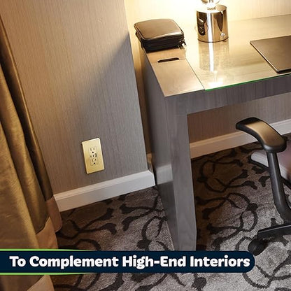 TOPGREENER 3-Port Type C USB Outlet, 15 Amp Receptacle Plug, Charging Power Outlet with Dual Type C&A Ports, Screwless Wall Plate Included, UL Listed, TU21542AC2-GDWP, Gold, 2 Pack