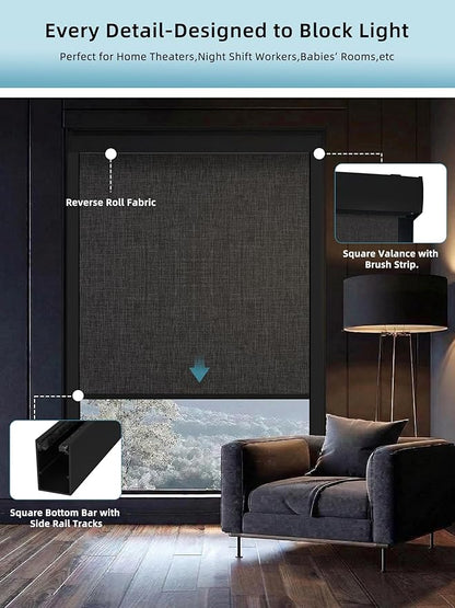 SmartWings Motorized Smart Blinds with Remote, Custom Automatic 100% Blackout Roller Shade Compatible with Alexa/Homekit/Google, Electric Smart Blinds for Indoor Windows, Bouvardia Medium Grey