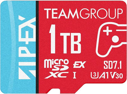 TEAMGROUP APEX 1TB microSD Express Card, microSDXC Memory Card U3 A1 V30 R/W up to 800/700 MB/s, for Nintendo Switch2, UHS-I Compatible, with Adapter TAPMSDE1TIV30A102