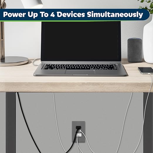 TOPGREENER 2-Port USB Outlet, 4.2A Type C USB Wall Outlet, Gray, 2 Pack | UL Listed, 15 Amp TR Receptacle Plug, USB Receptacle, Charging Power Outlet with USB C&A Ports, Wall Plate Included