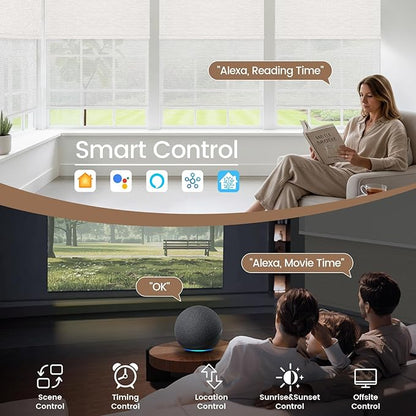 Kincmo Motorized Dual Shades, Custom Blackout & Light Filtering Motorized Blinds with Remote, Day and Night Smart Dual Roller Shades Work with Apple Homekit,Alexa,Google (Multicolor)