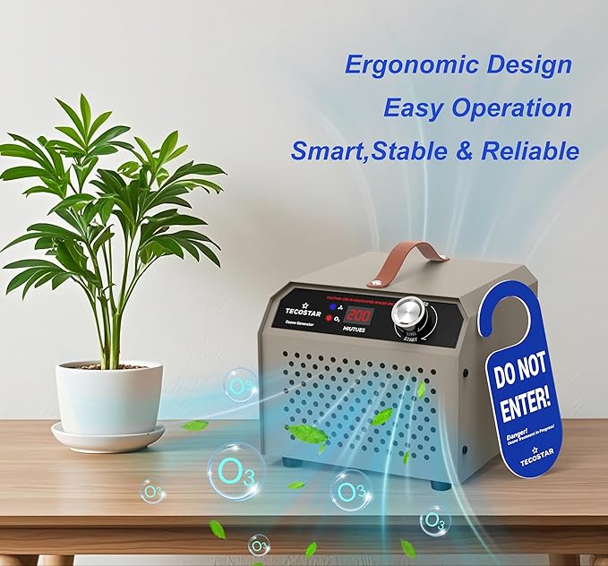 Ozone Generator 60,000mg/h Home & Industrial Use Air Purifier – High Capacity O3 Air Ionizer for 4,000 Sq Ft, Smoke Odor Removal, Room, Car, Pet, Basement Deodorizer
