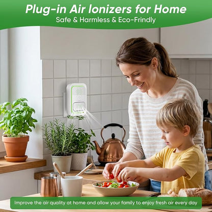 Plug In Air Ionizers - 4Pack, Negative Ion Air Purifier, Quiet Mini Air Fresheners for Home, Bedroom, Office, Kitchen, Portable Air Purifier Odor, Smoke, Dust, Pet Smell - Mini Air Cleaner White