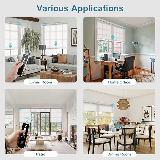 SmartWings Motorized Blind Light Filtering Shade Work with Z-Wave Alexa Thread Homekit, 70% Blackout Smart Window Blinds Translucent, Cordless with Remote Control, Max 110"W x 148"H, Essential Cream