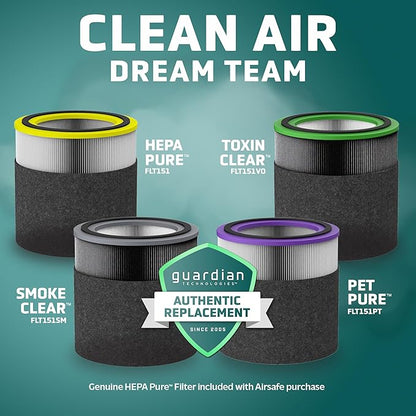 GermGuardian Airsafe+ HEPA Air Purifier for Home, Large Rooms Up To 1043 Sq. Ft. with HEPA Air Filter, UV-C Light & Air Quality Sensor, AC3000B, Black