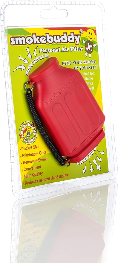 Smoke Buddy Jr. Personal Air Purifier Cleaner Filter Removes Odor - Red