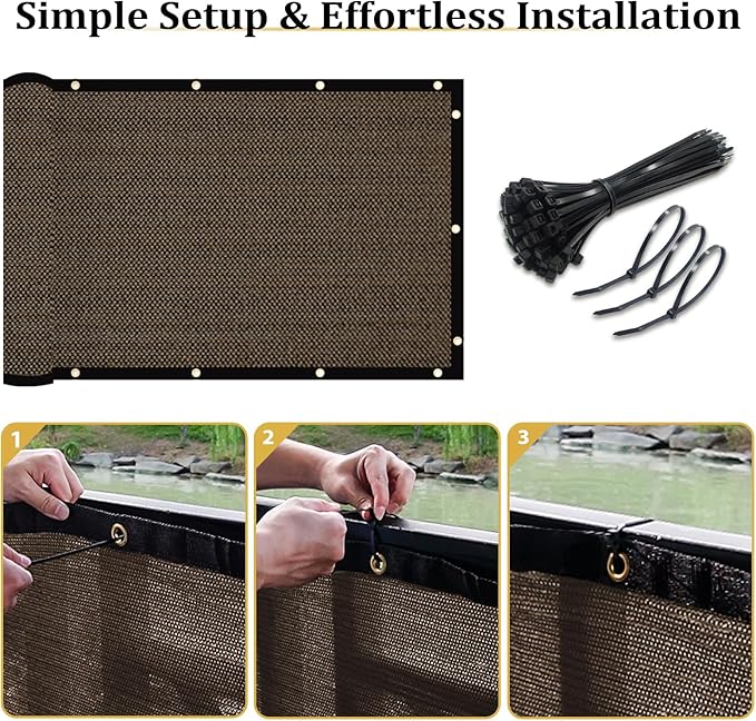 Shade&Beyond 3' X 10' Fence Privacy Screen Heavy Duty 170 GSM Fencing Mesh Shade Net Cover for Wall Garden Back Yard Outdoor Home Decoration, Brown