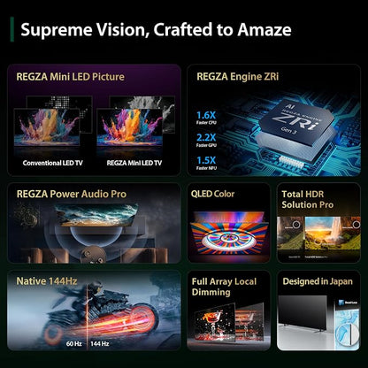 Toshiba 55" Z670R Series Mini-LED 4K UHD Smart Fire TV (55Z670R, 2026 New) - QLED, Native 144Hz, HDR10+, Dolby Vision IQ, REGZA Engine Zri, Dolby Atmos, Game Mode Pro, Alexa Built-in, Japan Quality